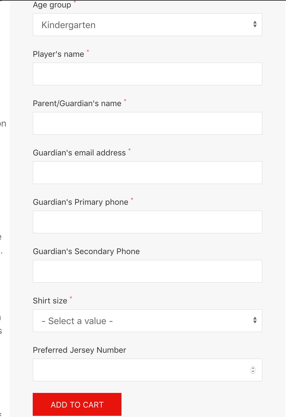 Registration form